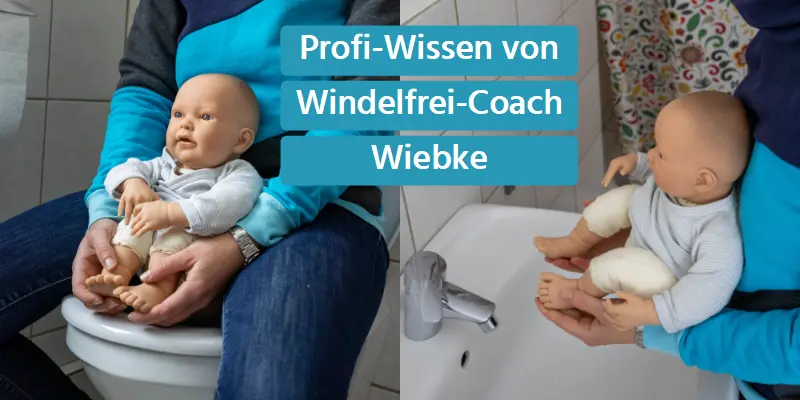 Baby abhalten auf der Toilette oder über dem Waschbecken